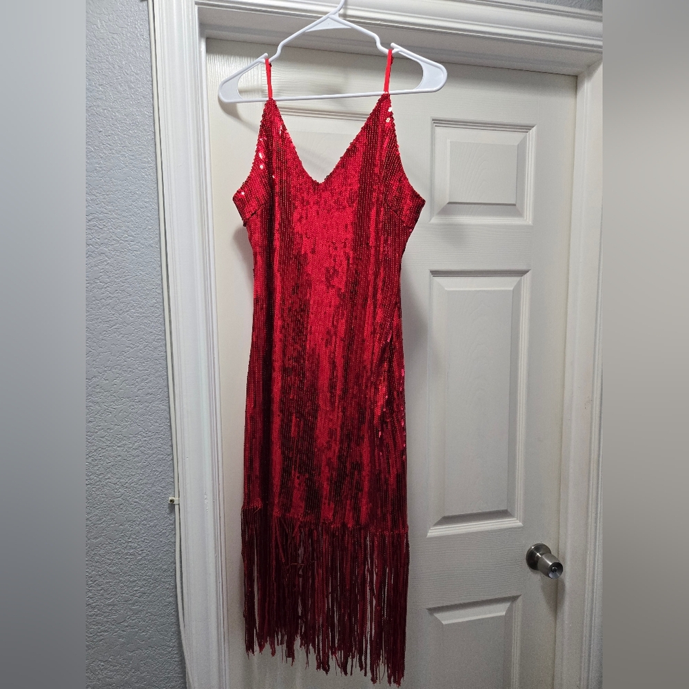Red Sequin Sleeveless Dress NWOT